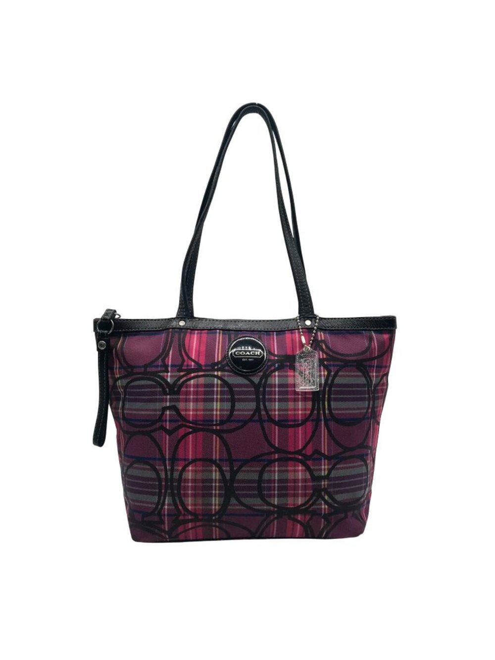 Coach Poppy Tartan Plaid Signature Tote Bag F15229